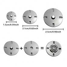 5 Sets Sew-On Snap Buttons, Invisible Metal Snap Buttons, Metal Snaps Fasteners Press Studs Buttons For Sewing Clothing, Closure Purse Handbag. (Multiple Colors And Sizes To Choose From) - Multicolor - View 2