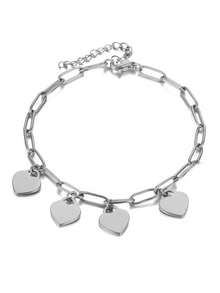 时尚魅力个性化心形名字手链定制镌刻名字手链不锈钢镌刻 1-5 个名字家庭成员名字手链方形线链吊坠派对珠宝生日周年纪念礼物圣诞礼物，适合她，黑色，银色，金色，时尚，多彩，复古，简约，男女通用，休闲，可爱，定制，个性化，独特，适合他的理想礼物，适合她，她，男朋友，女朋友，爸爸，妈妈，家人，朋友，周年纪念，生日，毕业典礼，舞会，派对，定制时尚镌刻手链，魅力四射