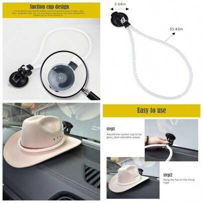 Hat Mounts Cowboy Hat Mounts Your Vehicle, Cowboy Hat Holder Rack Truck SUV Car, Cowboy Hat Rack With Suction Cup, Cowboy Hat Hanger Car And Home White