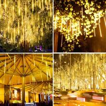 8-Tube LED Meteor Shower Christmas Tree Hanging Light, Solar-Powered, No Switch Required, Automatically Lights Up At Night (8 Flashing Modes) - Suitable For Christmas, Weddings, Squares, Streets, Yards, Gardens And Holiday Party Decoration Lighting - Meteor Showers - View 7