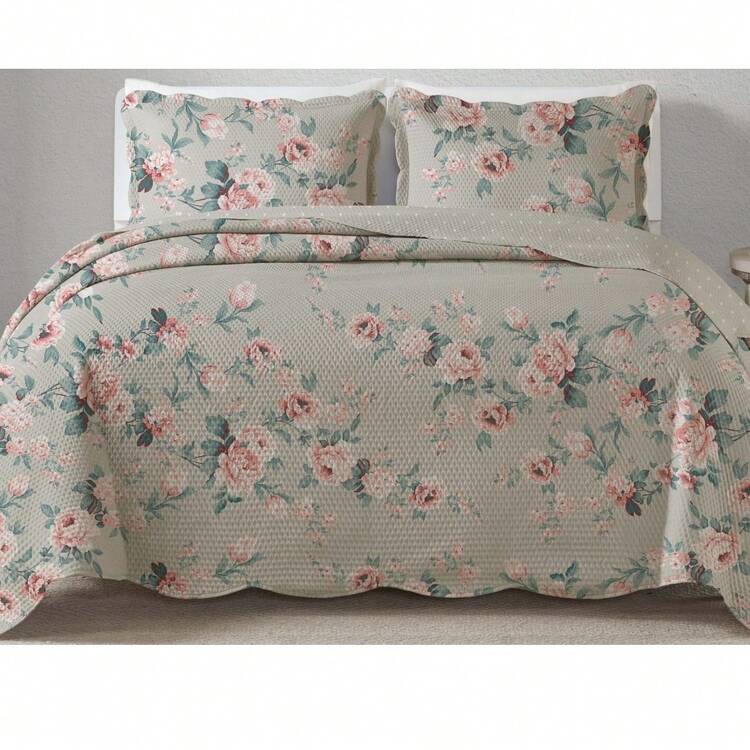 Kit Colcha Cobre Leito Dupla Face 3 Peças Estampado - Estampa 15 - Visão 2