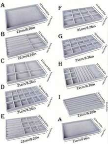 9 pezzi Vassoio in velluto per gioielli, organizer per gioielli con scomparti separati, espositore impilabile per orecchini, collane, bracciali, anelli, fermagli per capelli, fasce, ecc. San Valentino Ritorno a Scuola