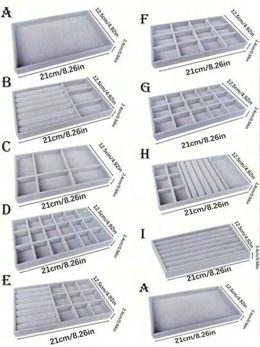 9 pezzi Vassoio in velluto per gioielli, organizer per gioielli con scomparti separati, espositore impilabile per orecchini, collane, bracciali, anelli, fermagli per capelli, fasce, ecc. San Valentino Ritorno a Scuola