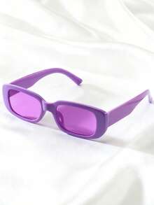 1 Pair Unisex Fashionable Square Y2K Style Sunglasses, Personalized Streetwear Accessory, Beach Glasses, Suitable For Sweaters, Jackets, Hoodies, Leggings, And Cargo Pants, Great For Summer Beach Vacation, Outdoor Activities, And Travel - Purple - View 4
