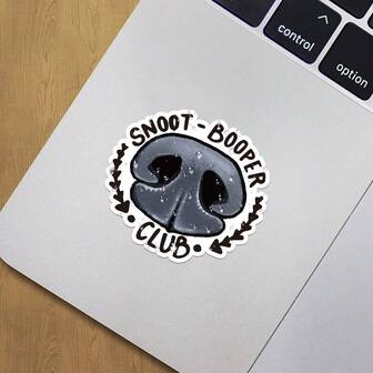 Pegatinas de hocico de perro con forma asimétrica y acabado mate de vinilo - Reutilizables en múltiples superficies como autos, portátiles, botellas de agua, cascos, defensas con diseño de corona de laurel, calcomanías divertidas, fuente de alta calidad