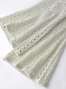 Sexy Knit Swimsuit Cover Up Two Pieces 2025 Women V-Neck Long Sleeve Lace-Up Top Slit Beach Half Skirt Set Holiday Beachwear