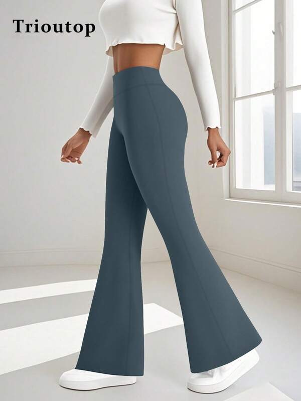 Trioutop Women's High-Waisted Flare Pants, Wide Waistband Design, Super Soft Yoga Pants, Casual Homewear Shaping | Women's Clothing, Women's Pants, Winter Pants, Winter Leggings, Winter Bottoms