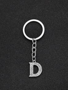 1 szt. Modny, europejski i amerykański, unisexowy, minimalistyczny, uroczy brelok do kluczy w kształcie 26 angielskich liter, wysadzany kryształkami, odpowiedni dla mężczyzn i kobiet, jako kluczyk samochodowy, dekoracja pudełka i prezent świąteczny - Srebro 2028 - Zobacz 35