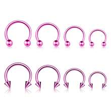 BLISI G23 Solid Titanium Eyebrow Piercing Jewelry, Gokd Black Rose Gold Silver Pink Rainbow Eyebrow Rings 16G Curved Barbell,Tiny Vertical Labret Lip Jewelry Rook Piercing Jewelry For Women And Men{Inchcolor_nameinch:Inch8pcsNosePiercing-Pinkinch} - 8件鼻環-粉紅色 - 查看 1