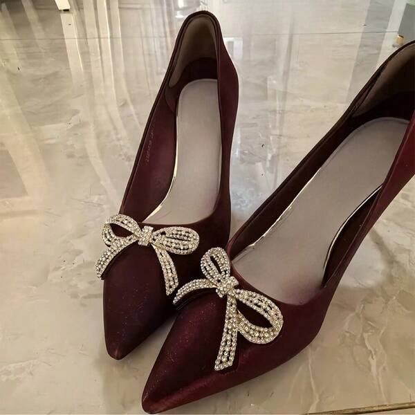 1/3 pary odpinanych klipsów do butów z kokardkami ze strasami, akcesoria do samodzielnego wykonania dekoracji butów, kwiatowe dekoracje ze strasami, wydrążone klipsy do butów na wysokich obcasach