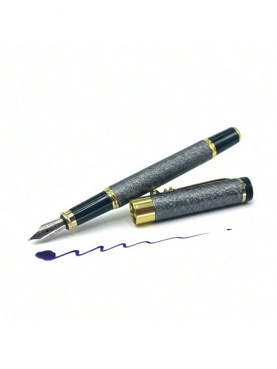 FOUNTAIN PEN WITH SILVER GREY BRIGHT PEN TIP 0.5MM LUXURY - 黑色 - 查看 1