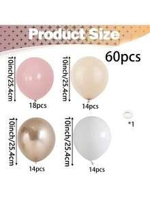 30/60pcs Soft Color Balloon Set - Elegant Peach, Beige, White, Gold, Pink Latex Balloons, Suitable For Helium Inflation, With Clear Strings, Ideal For Birthday, Wedding, Bridal Party Decoration - Multicolor - View 10