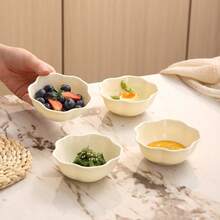 5/10 件套不易碎的花卉蘸酱碗、酱油盘、蘸酱杯、蘸酱小碗、果酱碟、调味盘、家庭套装水果果酱碗、甜点碗、酱料调味盘、厨房和餐厅甜点小碗，适合家庭聚会和派对 - 奶油色 - 查看 9