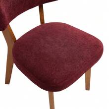 Set Of 2 Mid-Century Modern Dining Chairs, Solid Wood Legs, Fabric Upholstered Seat For Kitchen, Dining Room Or Office - Red - View 11