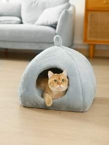 1pc Cozy & Cute Pet Cat Bed House, Removable & Washable Cat Shelter, Warm Pet Cave Nest For Rabbits, Small Dogs, Cats Indoor Use In Winter