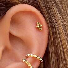 Giga 1 buc ASTM F136 titan mini 3 mărgele cluster fără fir labret piercing buză spate plat șuruburi cartilaj tragus helix conch cercei stud nas piercing bijuterii clasice