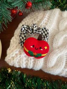 1pc Cute Santa Claus & Reindeer Plaid Hair Scrunchie, Fun Girls Hair Accessory, Suitable For Christmas, Ponytail Holder, Hair Tie, Hair Scrunchie, Hair Rope, Elastic Hair Band ,Ponytail Holders ,Hair Elastics ,Hair Rubber Bands - Multicolor - View 7