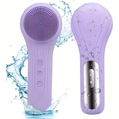 1pc Multi-Functional Electric Facial Cleansing Brush, Magnetic Charging, Smart All-In-One Hot Compress Massager, Ultrasonic Silicone Cleansing Device