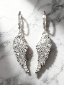 JOJELOO Pendientes con alas de ángel chapados en oro de 18K con circonita cúbica - Diseño exquisito de plumas, joyería lujosa, nuevo accesorio de moda, regalo ideal para ocasiones especiales - Multicolor - Ver 10