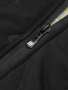 男士保暖全拉链抓绒背心，带拉链安全口袋 - 适合徒步、跑步、训练