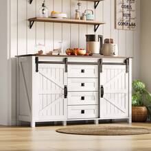 Multifunctional Kitchen Buffet – 138cm Sideboard With Drawer, Shelf Doors And Adjustable Shelves – Modern Design With Tip-Over Protection, For Kitchen, Living Room And Family Room. - 白色+中密度纖維板 - 查看 12