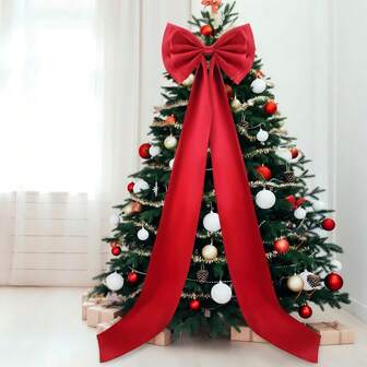1 st stor vit/röd/rosa satin julgransrosett, bröllopsdekorationsrosett, juldekorationer, 2025 julestetik, satinrosett trädknäppare - elegant julgransrosett i beige/röd överdimensionerad rosett för julvinterdekor, rumsdekor, heminredning, dörrdekor, dekorationer stor rosett för bakgrund födelsedagsfestrum väggdekor bandknytning hängande present väggdekor fotorekvisita perfekt för bruddusch bröllopsfestdekor