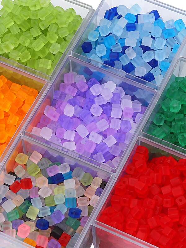 100 pezzi di perline di vetro quadrate da 3 mm, colori vibranti e molteplici, per fai da te e creazione di gioielli, perline quadrate per regali fatti a mano, adatte per principianti ed esperti, stile casual