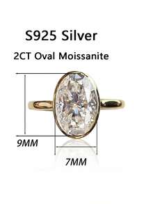 1pc Women's Wedding Ring, Simple Egg-Shaped Ring, 2.3g 925 Sterling Silver, 2 Carat Moissanite, Bohemian Palace Style, Engagement, Wedding, Anniversary, Valentine's Day Gift, Comes With Moissanite Certificate And Elegant Gift Box