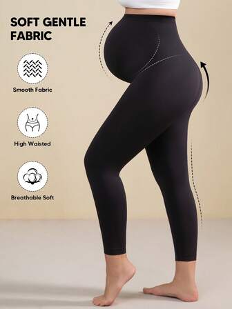 1Pc Maternity Legging, Over The Belly Pregnancy Yoga Pant, Soft Stretchy Workout Activewear, Non-See-Through, Postpartum Friendly