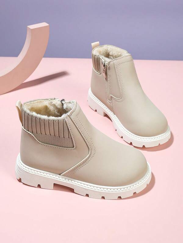 Botas de invierno cálidas para niñas, zapatos de Eid Al-Adha y Navidad con relleno extra grueso, zapatos para niñas, zapatos para niños, adecuados para la escuela, suela de TPR antideslizante, adecuados para exteriores y deportes