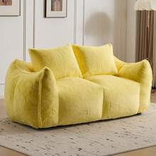 75.2" Wide Giant Bean Bag Couch, Faux Fur Upholstered Lazy Sofa Couch With Pillows, Comfy Loveseat Couch With Large Armrests, Oversized Floor Sofa For Living Room - Màu vàng - Xem 1
