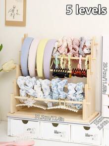 1 件装优雅多层木质首饰收纳架，方便收纳发夹、发圈、项链、手链和吊坠，专为女性和女孩的配饰而设计，是节日家居装饰和送礼的理想之选。