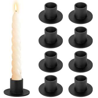 4/8/12 piezas Portavelas negros mate, aptos para velas rectas y velas LED, portavelas decorativos para bodas, fiestas, aniversarios, regalos de inauguración de casa, unisex
