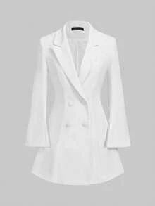 Váy blazer thắt eo thanh lịch dành cho nữ cỡ lớn - trắng - Xem 7