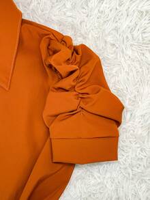 Women's Fashion Collared Blouse With Buttons On The Front, Code 1 - Caramel - View 5