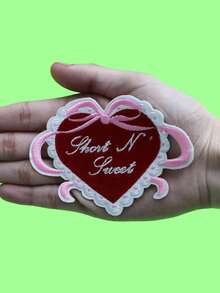 1PC Cutesy Heart With Bow Patch Sweet Love Embroidered Iron On - Multicolor - View 3