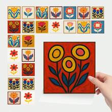 24 Floral Tile Stickers, 4x4 Inches, European Style, Peel And Stick, Waterproof PVC Tile Stickers, Farmhouse Style Kitchen And Bathroom Backsplash Decoration - 彩色 - 查看 7