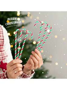 1set(6pcs) Christmas Red & White Candy Cane Decoration Hanging Ornaments, Creative Artificial Candy Cane Ornaments For Christmas Decorations - Red and White - View 11