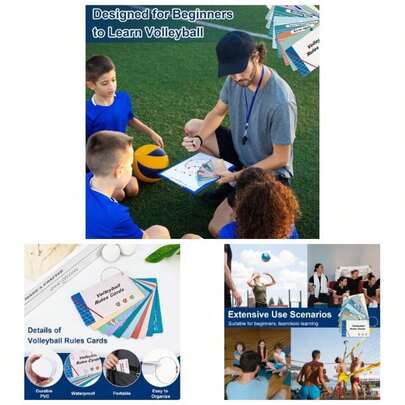 10 Pcs Volleyball Training Equipment Aid Cards Rules 3*5 Inch Sports Exercise Card With Wire Keychain Volleyball Reference Card Gifts Practice Accessories Teens Beginner School Training