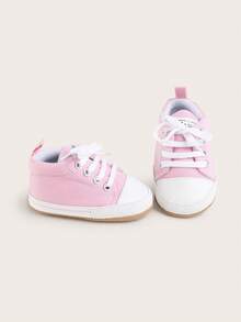 Tênis esportivos infantis com solado macio, antiderrapantes e respiráveis para crianças de 0 a 1 ano, primavera/outono, tênis casuais de lona para bebês de 0 a 6 a 12 meses, para meninos e meninas - Rosa - Ver 5