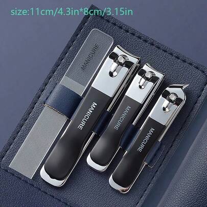 4 PCS Nail Clipper Set For Men Women, 4 Pcs Stainless Steel Toenail Clippers Kit, Fingernail Clipper With PU Leather Storage Case Nail Clippers Manicure Set Stainless Steel Toe Finger Nail Clippers Portable Professional Grooming Kits