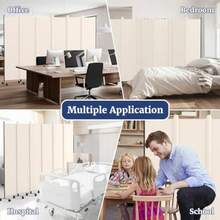 Kokorona Divisor de habitacion de 6 paneles visualizacion de privacidad enrollable de 6 pies de alto con ruedas bloqueables divisores de pared plegables para separacion de habitaciones incluidos - Beis - Ver 7