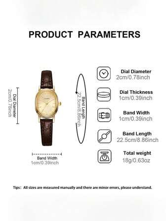 LIANDU LIANDU 1 pieza Reloj de pulsera vintage de mujer minimalista y casual, caja ovalada, correa de PU, esfera delicada con incrustaciones de rhinestones, elegante y encantador, adecuado para uso diario, regalo de cumpleaños, fiesta, reunión festiva, opción ideal para ti o tus amigos