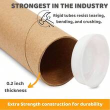 Mailing Tubes With Plastic Caps Cardboard Blueprints Artwork Poster Heavy - Duty Thickness Posters, Art Prints Multipurpose Documents Storing 1 Pack 2x18 Inch - 37.7 Cubic Inches + 2 X 12 Inches + 2 + SAVUK-212 - View 3