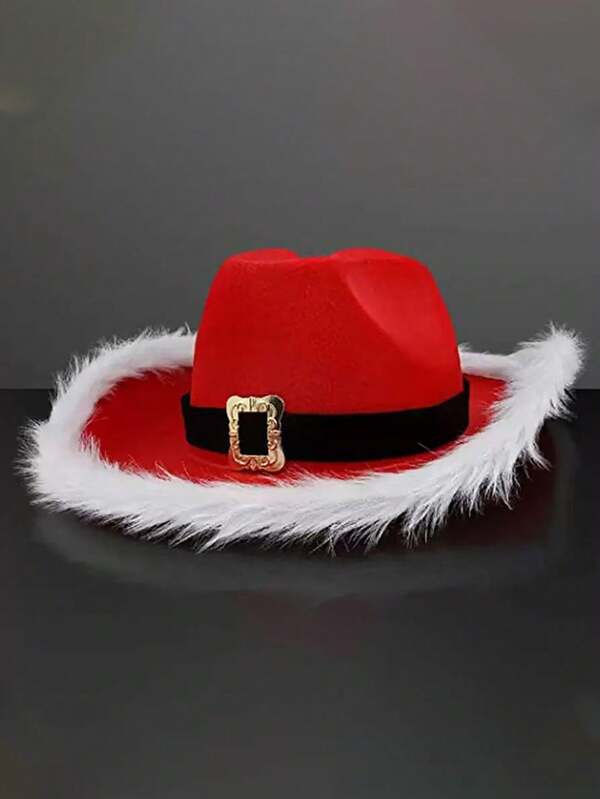 One-Piece Women's Christmas Cowboy Hat, Cowboy Hat With Chin Strap Holiday Party Accessories, Good-Looking And Fashionable, Suitable For Parties, Photos, Daily Life, Etc., The First Ideal Choice For Gifts