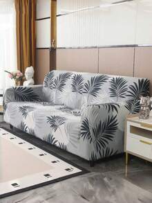 1 husă de canapea cu model de frunze, elastică all inclusive, husă de protecție pentru canapea în sufragerie, husă de canapea din mătase tricotată, potrivită pentru toate anotimpurile, decorațiune pentru casă