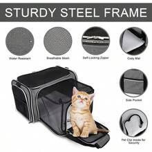 BAGLHER Cat Carrier BagAirline Approved Pet Carrier Soft Side Pet Travel 5 Sides Open Doors 3 Sides Expandable Foldable Dog Carrier With Fleece Pad Grey
