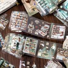 1 Rolle Vintage Charakter dekorativer Klebeband, komfortable Rhythmus Serie langanhaltend PET Klebeband, geeignet für Scrapbooking, Tagebuch, DIY Dekoration