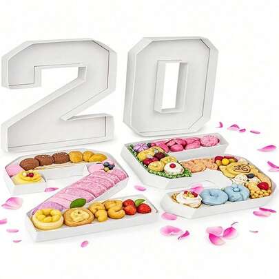 1 Bandeja con forma de números del 0 al 9, Bandeja con números, Letras, Accesorios de fotografía, Bandeja de comida DIY, Caja de cartón decorativa con números, Caja de almuerzo con números, Bandeja con letras, Reutilizable, Bandeja con formas de letras y números rellenable, Adecuado para cumpleaños, aniversarios, decoraciones de fiesta