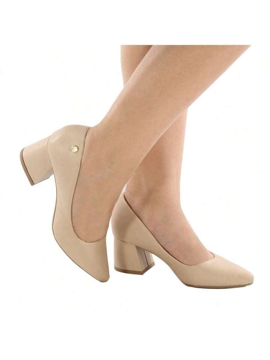 SHOW SHOW 5 CM BLOCK HEEL SCARPIN - HẠNH NHÂN NAPA - Xem 1